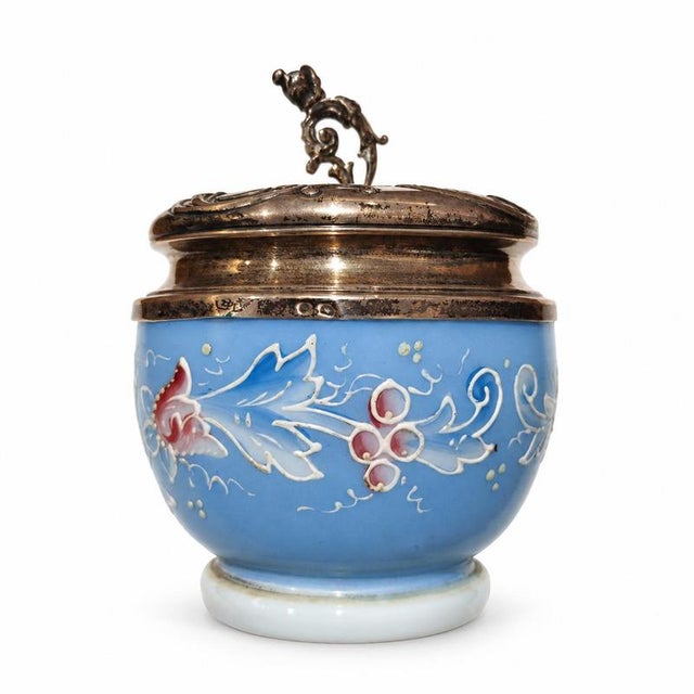 19th Century Opaline Glass and Silver Dressing Jar For Sale - Image 9 of 9