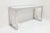 White Polished Steel and White Glass Consoles Likely Brueton - a Pair For Sale - Image 8 of 9