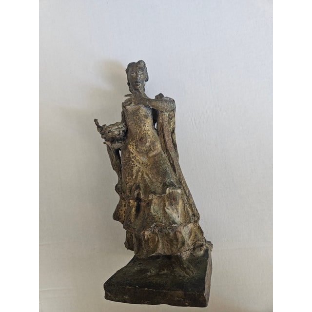 Luis Sanguino Bronze Sculpture Mujer Castiza Con Canasta For Sale In Miami - Image 6 of 8