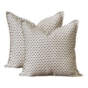 A Pair of Lauren Servati Textiles, Holyrood // Marine Mini Flange Pillows, 20"x20"