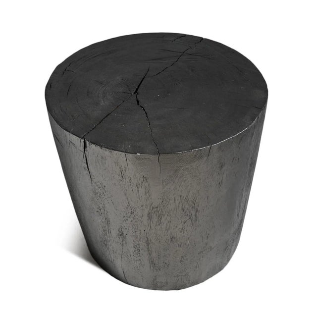 Contemporary Solid Ebony Stump Stool / Side Table For Sale - Image 3 of 5