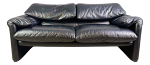Maralunga 2-Seater Sofa in Leather by Vico Magistretti for Cassina
