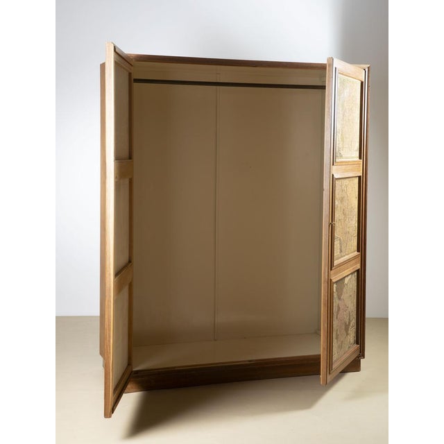 Mid-Century Italian Modern 2-Door Wardrobe with Maps in the style of Maurizio Tempestini, Italy, 1940s For Sale - Image 6 of 8
