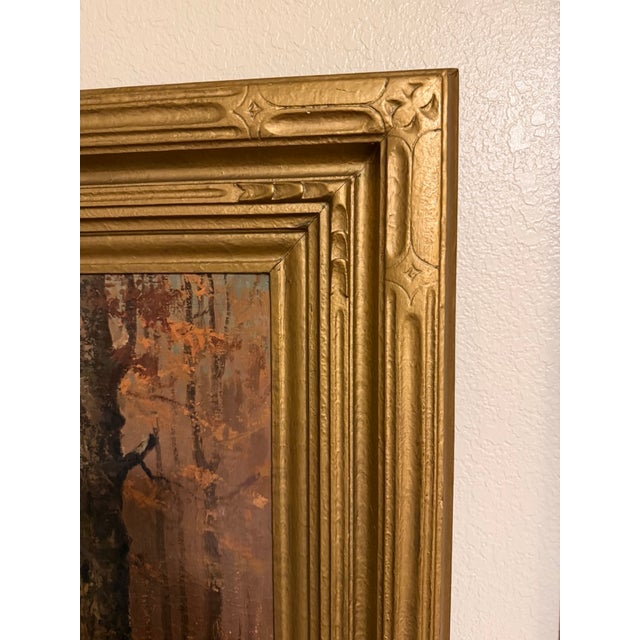 Wood Early 20th Century Edward Robert Sitzman Framed Original Oil Painting of Autumn Scene For Sale - Image 7 of 10