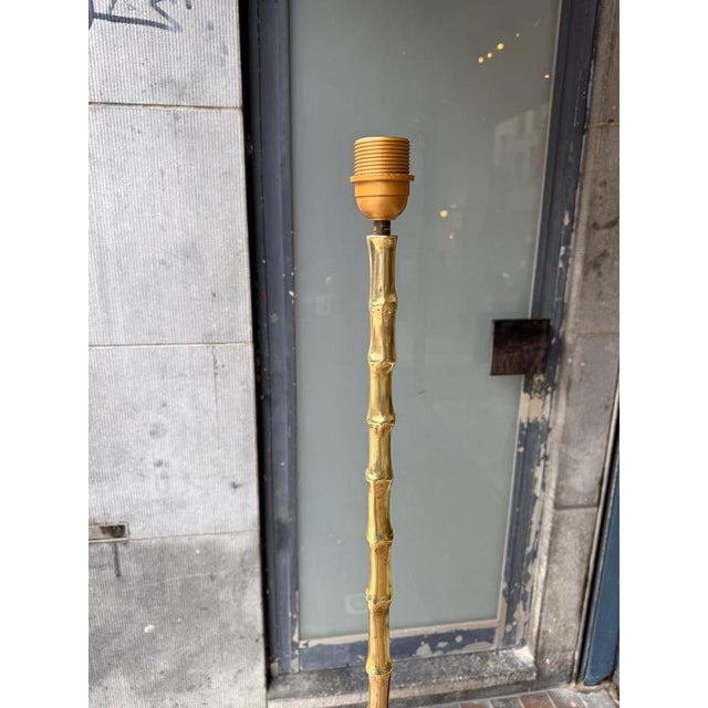 Triple Bronze Faux Bamboo Floor Lamps by Maison Bagues, 1950 For Sale - Image 13 of 17