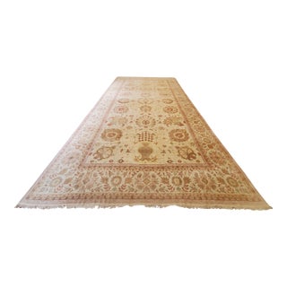 Antique Oushak Carpet, Handmade Turkish Oriental Rug, Beige, Taupe, Soft Gray For Sale