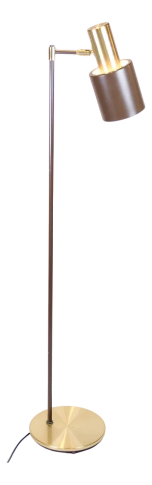 Model Studio Floor Lamp in Brown Lacquered Metal & Brass by Jo Hammerborg for Fog & Mørup, 1970s