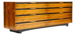 Mid Century Vintage Large Walnut Dresser — John Kapel for Glenn of California — 8 Drawers