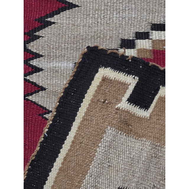 Vintage 1970s Burgundy Red Southwestern Geometric Handwoven Wool Rug – 2’4” X 4’ For Sale In Los Angeles - Image 6 of 6