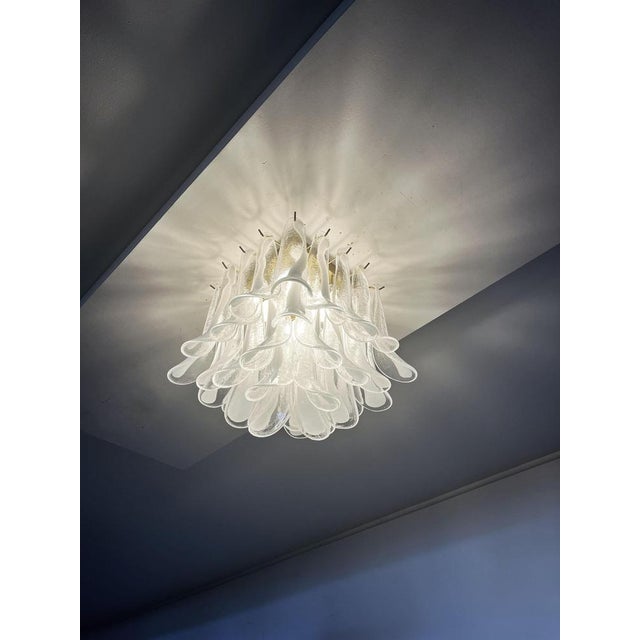 Glass Murano Glass Leaf Ceiling Chandeliers, Set of 2 For Sale - Image 7 of 13