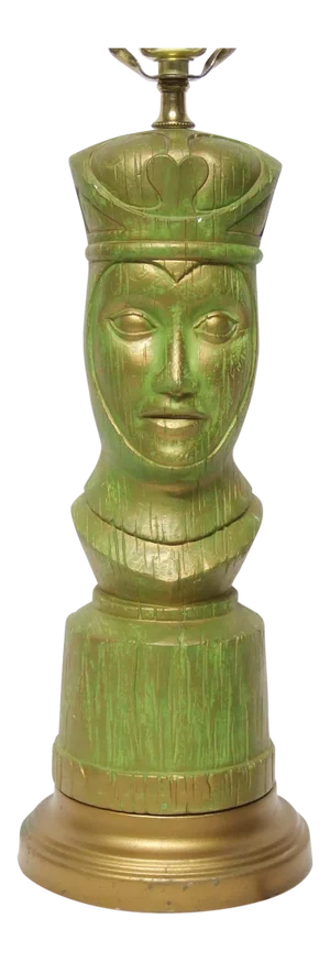 Vintage Mid Century Modern Queen of Hearts Chess Figure Artisan Lamp