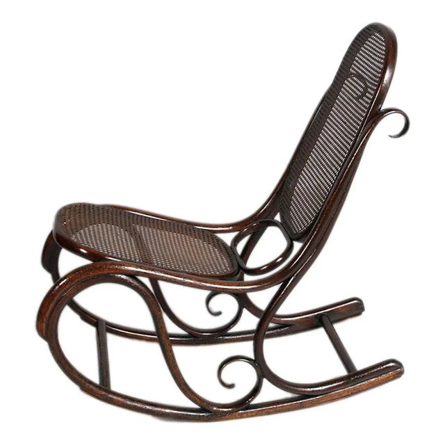 Art Nouveau Beech and Woven Rocking Chair by Jacob & Josef Kohn. Wax polished. Jacob & Josef Kohn, also known as J. & J....