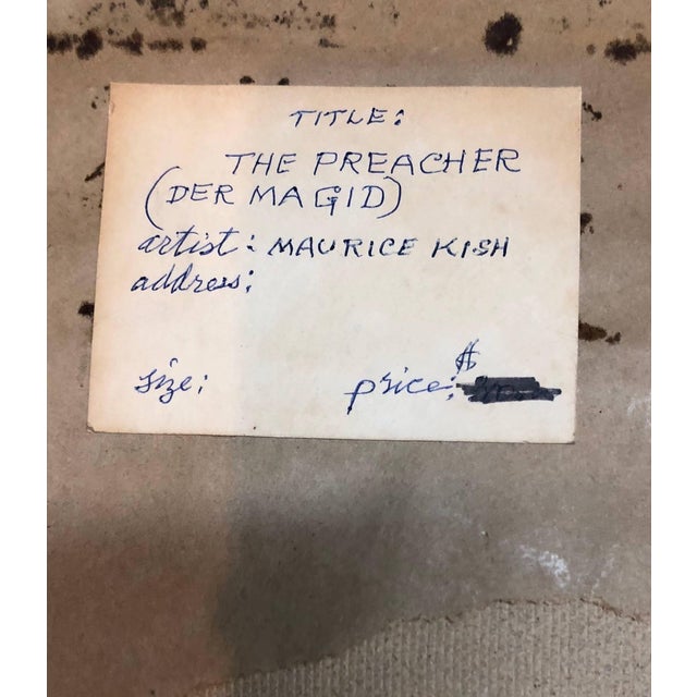 Paint Maurice Kish, The Preacher Rabbi "Der Maggid" Judaica Oil Painting WPA Jewish artist For Sale - Image 7 of 7