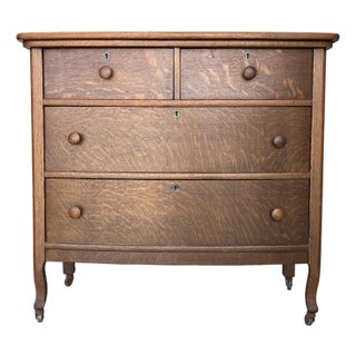 Vintage Tiger Oak Chest of Drawers, Circa 1940's For Sale
