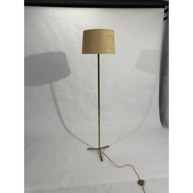 Gold Bronze Floor Lamp with Faux Bamboo Accents from Maison Bagues, 1950 For Sale - Image 8 of 11