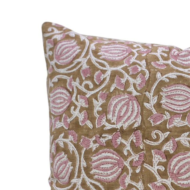 Fabdivine Traditional Block Print Cushion Cover Viscose Linen 20x20 Inch- 6Kamal For Sale - Image 4 of 4
