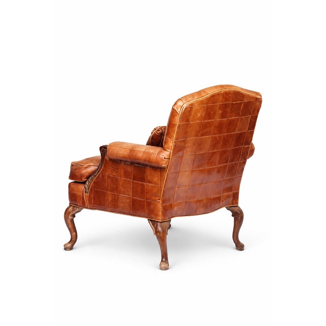 Animal Skin Vintage French Style Leather Pathwork Chair For Sale - Image 7 of 12
