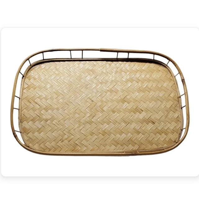 Vintage Bamboo Rattan Tiki Boho Serving Tray For Sale In Dallas - Image 6 of 6
