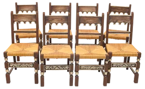 Vintage Art Deco Chairs, 1930s, Set of 8