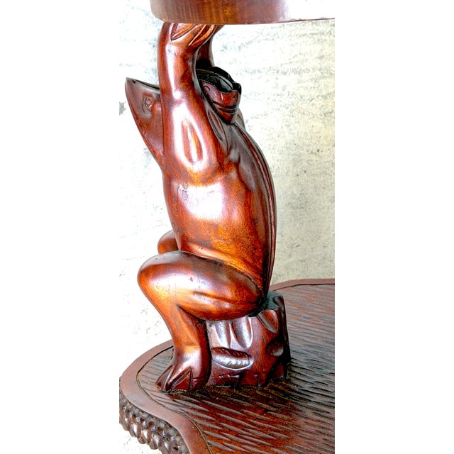 Pair of Carved Hardwood “Frog Prince” Figural Planters, Atrib. Maitland Smith For Sale - Image 4 of 17