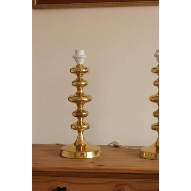 Swedish Brass Bobbin Table Lamp, Set of 2 For Sale - Image 10 of 18