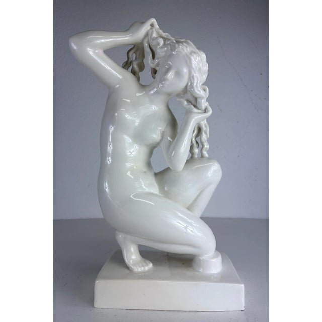 1980s Vintage Oversized Blanc De Chin Deco Inspired Figural Sculpture For Sale - Image 5 of 9