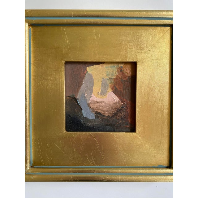 Wood "Candlelight Vestige" Pair of Framed Mini Paintings by Jessalin Beutler For Sale - Image 7 of 7