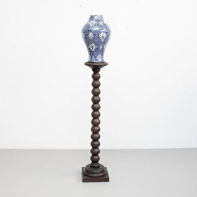 Mid-Century Modern Spanish Wooden Pedestal, 1950 For Sale - Image 12 of 18