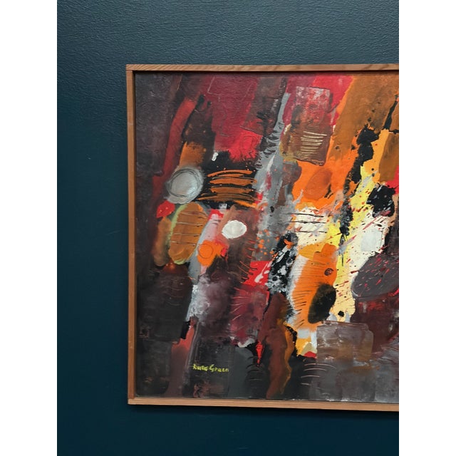 Mid-Century Modern Kulo Green, Composition, 1950s, Oil Painting on Panel, Framed For Sale - Image 3 of 18