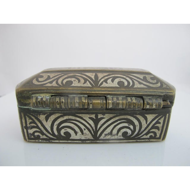 Antique Mindanao Philippine Silver Inlaid Brass Okir Betel Nut Lotoan Box For Sale - Image 10 of 14