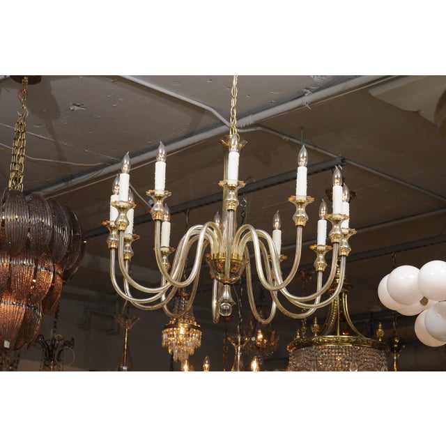 Stunning 12-Light Venetian Glass Chandelier - 1960s, Italy For Sale - Image 9 of 17