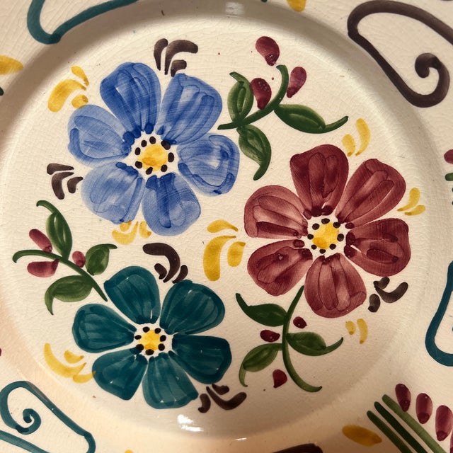 Traditional Mid 20th Century Signed Portuguese Ceramuc Plate by Artist Antonio Lima For Sale - Image 3 of 4