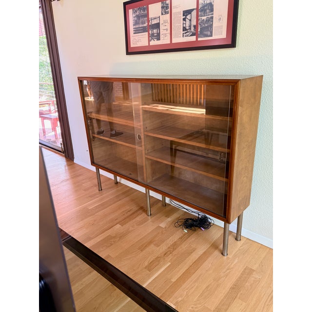 Mid Century Danish Glassfront Bookcase For Sale - Image 9 of 13