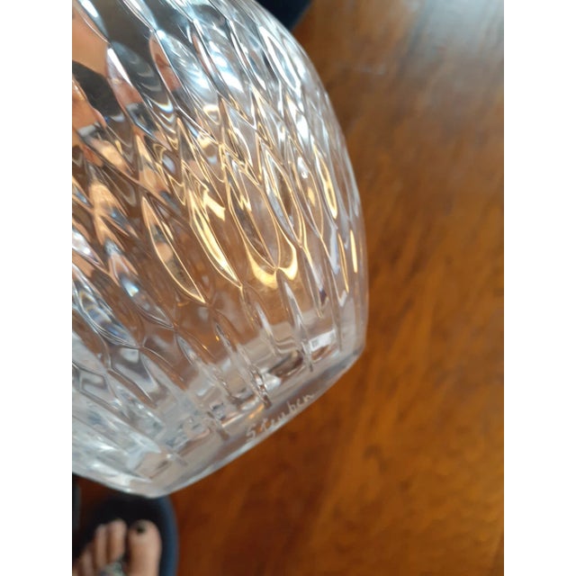 Steuben 1980s Signed Steuben Cut Crystal Squat Vase For Sale - Image 4 of 7
