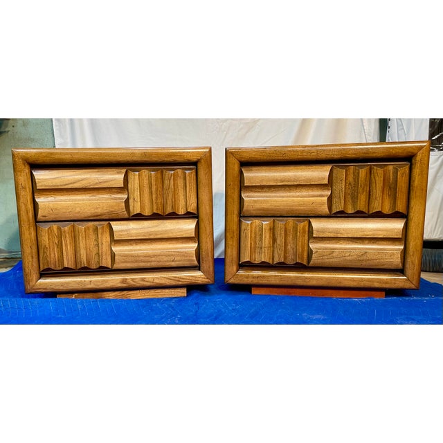 Lane Furniture Company 1970s Pair of Midcentury Modern Brutalist/Staccato Night Stands For Sale - Image 12 of 12