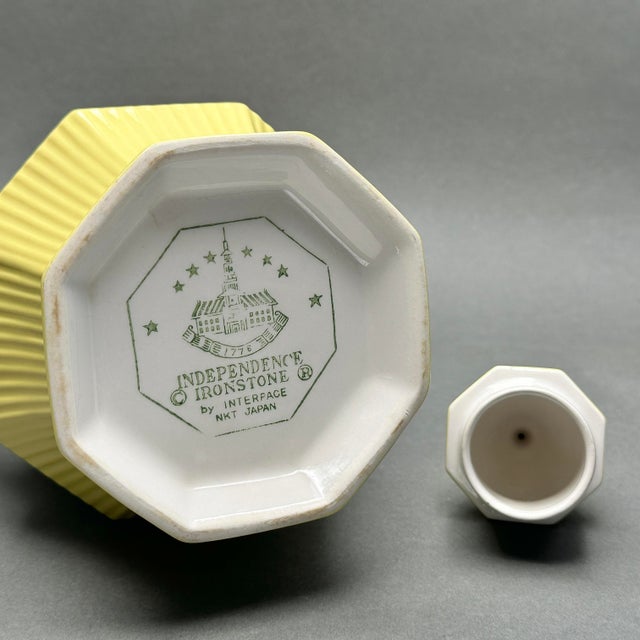 Vintage Yellow Independence Ironstone Faceted Coffee Pot by Interpace Japan For Sale - Image 9 of 9
