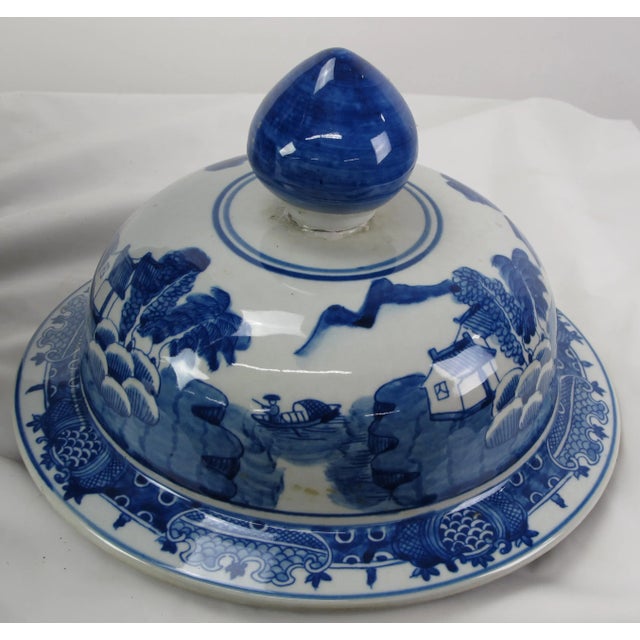 Large Chinese Blue and White Porcelain Ginger Jar With Hand Painted Scenery For Sale In Greensboro - Image 6 of 11