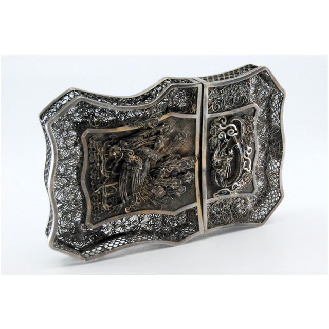 Filigree Silver Cardboard Box with Embossed Animals For Sale - Image 4 of 11