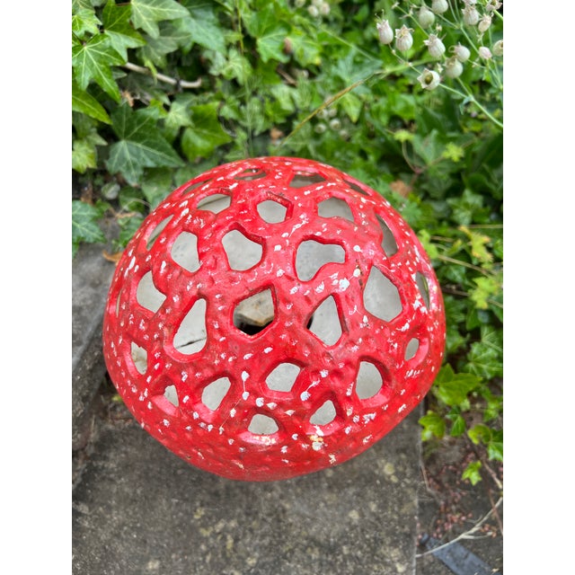 Vintage Cast Iron Mushroom Candle Garden Lantern For Sale - Image 4 of 9