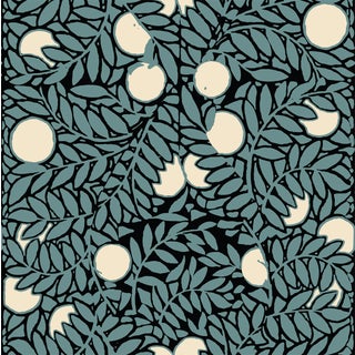 Orange Grove Wallpaper Remnant by Mitchell Black For Sale