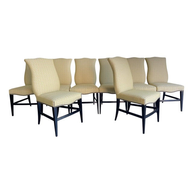 Vanguard Furniture Citrine Greek Key Upholstered Dining Chairs, Set of 8 For Sale
