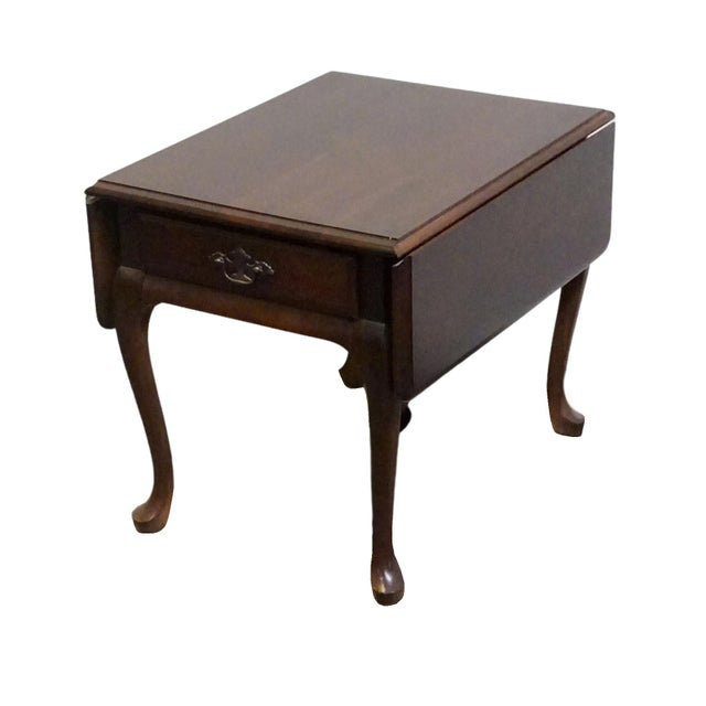 Late 20th Century Cresent Furniture Solid Cherry Traditional Style 36" Pembroke Drop Leaf Accent End Table 1338 For Sale - Image 5 of 16