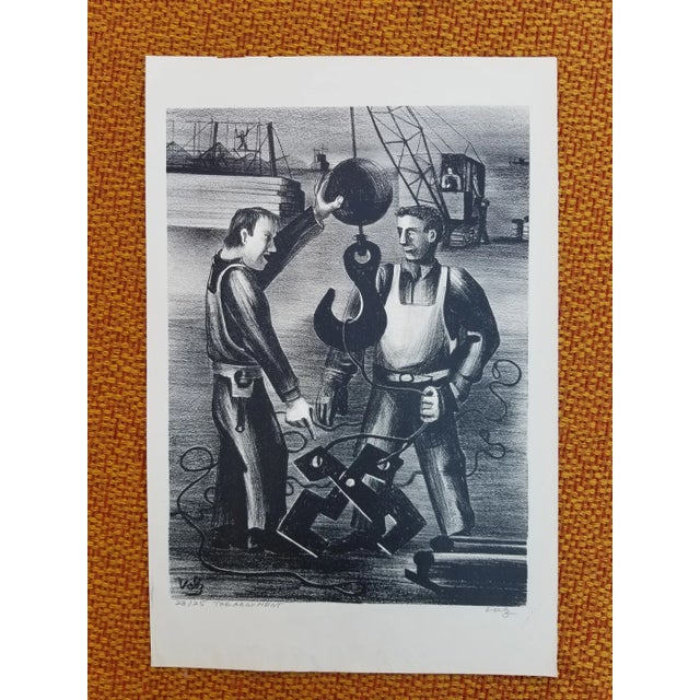 A WPA style lithograph titled "The Argument" by Herman Roderick Vols (1904-1990). Pencil signed and numbered 23 of 25....