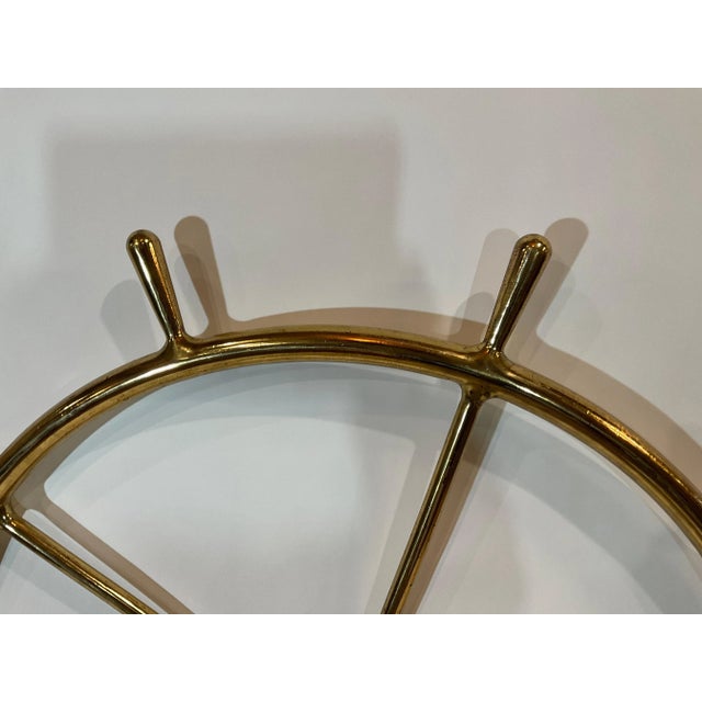 Nautical Massive Solid Brass Ships Wheel For Sale - Image 3 of 12