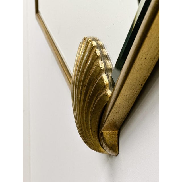 Fan-Shaped Mirror with Gilded Shell Motif from Deknudt, Belgium, 1980s For Sale - Image 4 of 7