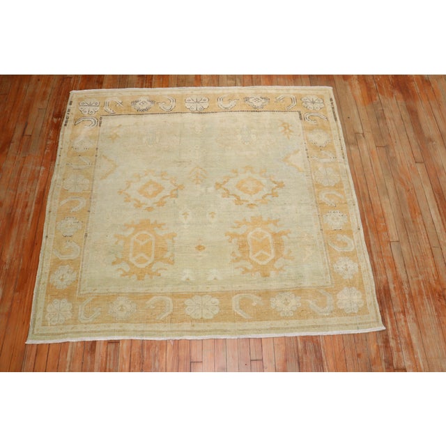 Vintage Zabihi Collection Turkish Oushak Square Rug - 5'5" x 5'11" For Sale In New York - Image 6 of 8