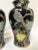 Black Mid Century Chinoiserie Birds With Peonies Hand Painted Porcelain Vases- a Pair For Sale - Image 8 of 12
