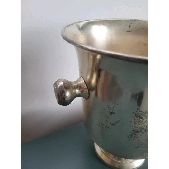 Metal Antique Chiseled Sheffield Ice Bucket, 1950s For Sale - Image 7 of 10