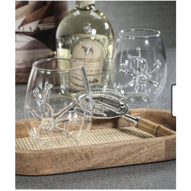 Kenneth Ludwig Chicago Octopus Stemless Glass, Set of 6 For Sale - Image 4 of 4