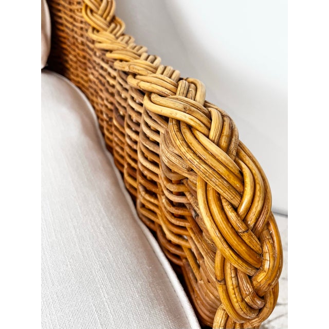 Vintage Wicker Work Style Wicker Rattan Lounge Chair For Sale - Image 12 of 12